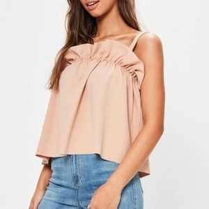 {Missguided} Nude Ruffle Tank Top